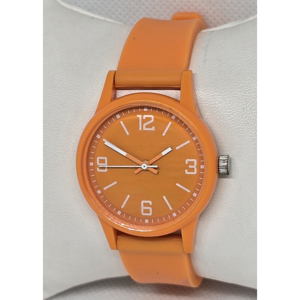 Women's Classic Round Orange Case Dial Poly Jelly Band Watch 14 - Picture 2 of 9
